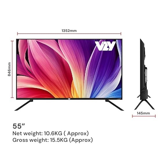 VZY 55 Inch 4K Ultra HD Smart LED TV with Google TV (UHQ Series)