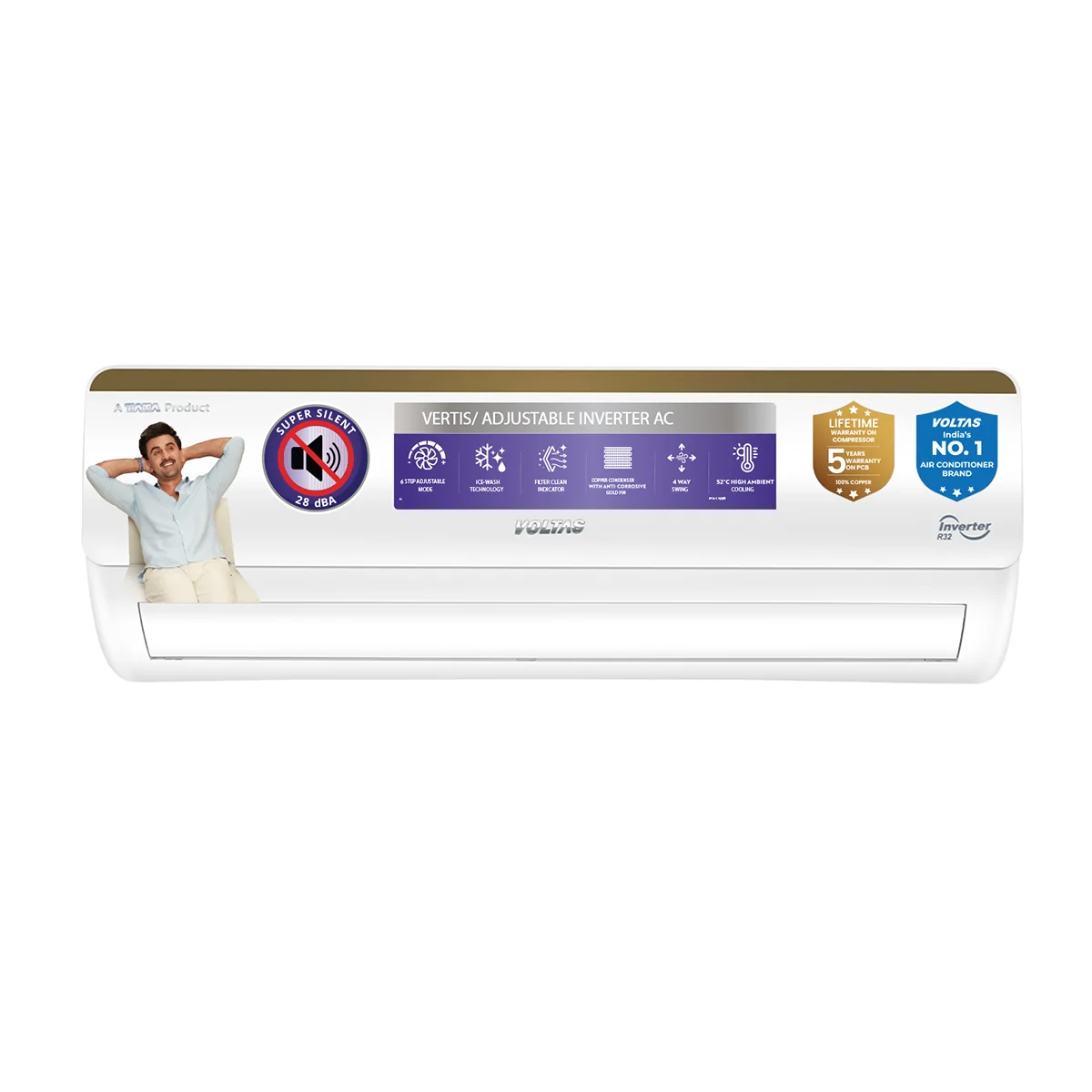 Voltas Vertis Elite Gold 1 Ton 3 Star Inverter Split Air Conditioner (123INV, 4504071, White)