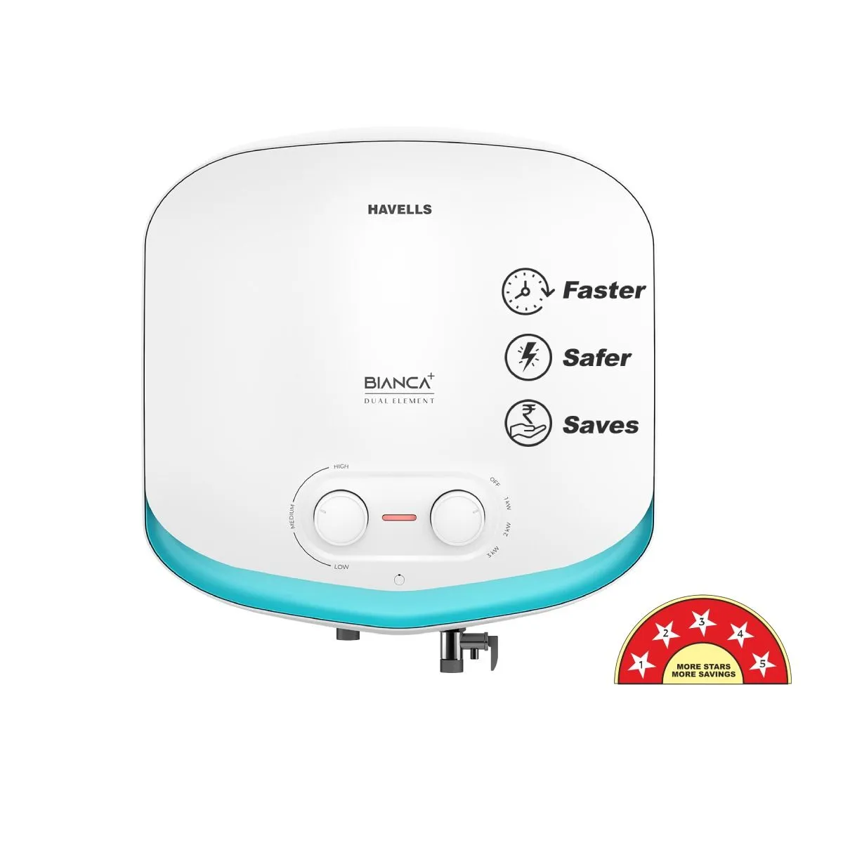 Havells Bianca Plus 5 Star 10 Litre Storage Water Heater (White & Blue)