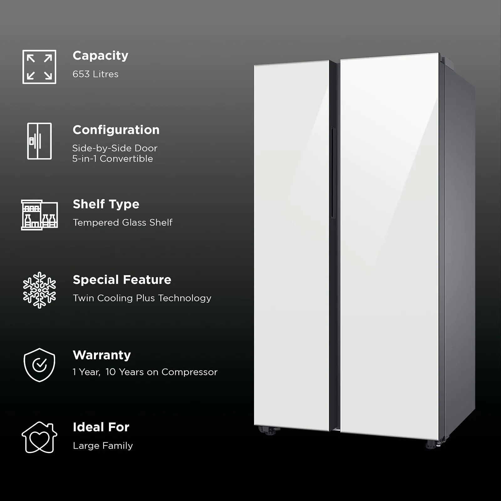 Samsung 653L Convertible 5-in-1 Digital Inverter Side-by-Side